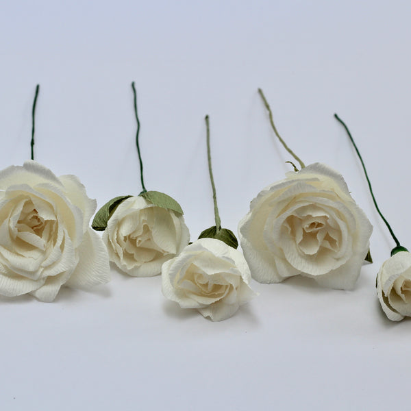 Single Stem White Paper Rose
