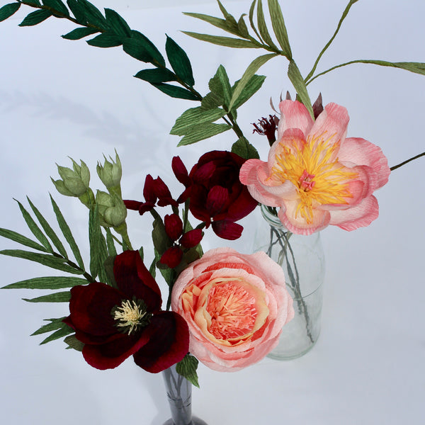 The Dark Red and Peachy Paper Bouquet