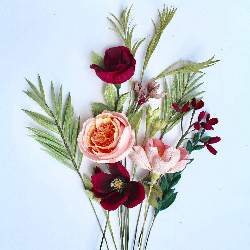 The Dark Red and Peachy Paper Bouquet