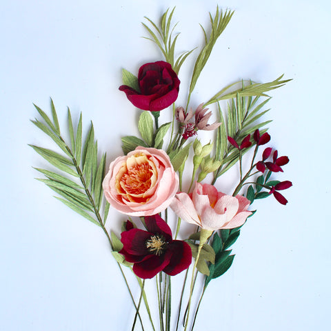 The Dark Red and Peachy Paper Bouquet