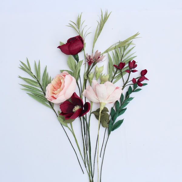 The Dark Red and Peachy Paper Bouquet